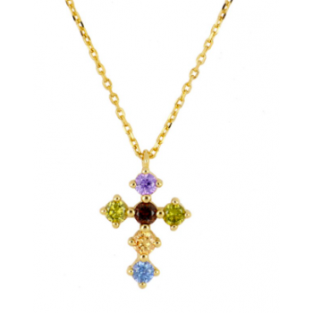 COLLAR ZIRCON CROSS GOLD